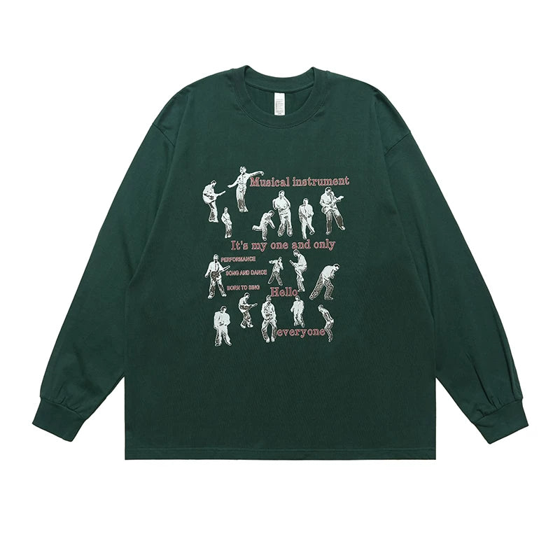 ONSEVENINE "Musical Instrument / Hello Everyone" Long-Sleeve Graphic Tee