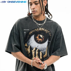 ONSEVENINE Giant Eye and Hand Graphic Tee