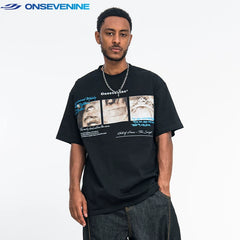 ONSEVENINE Triple-Photo Panel Graphic Tee