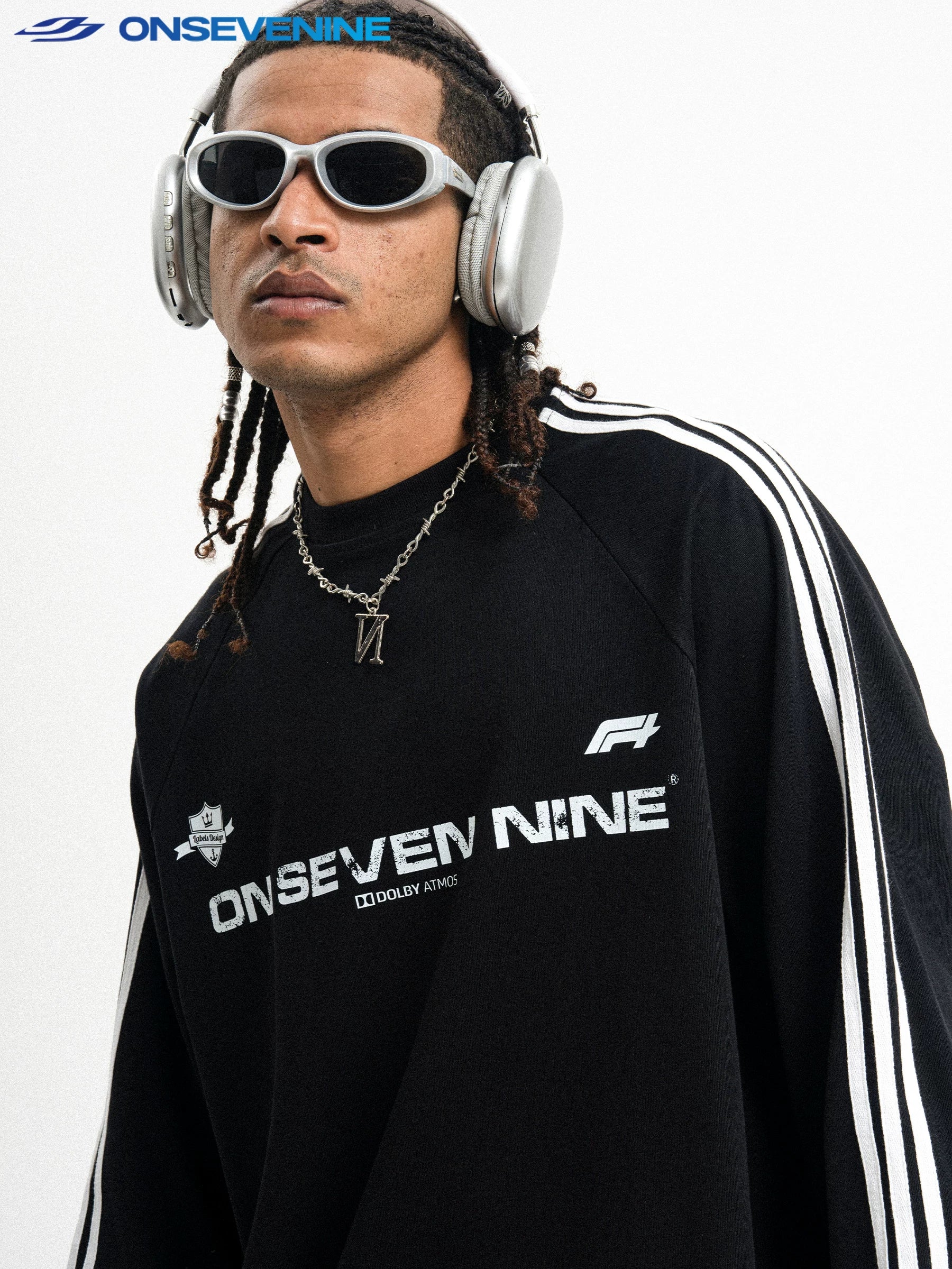 ONSEVENINE Dual-Stripe Branded Long-Sleeve Sweatshirt
