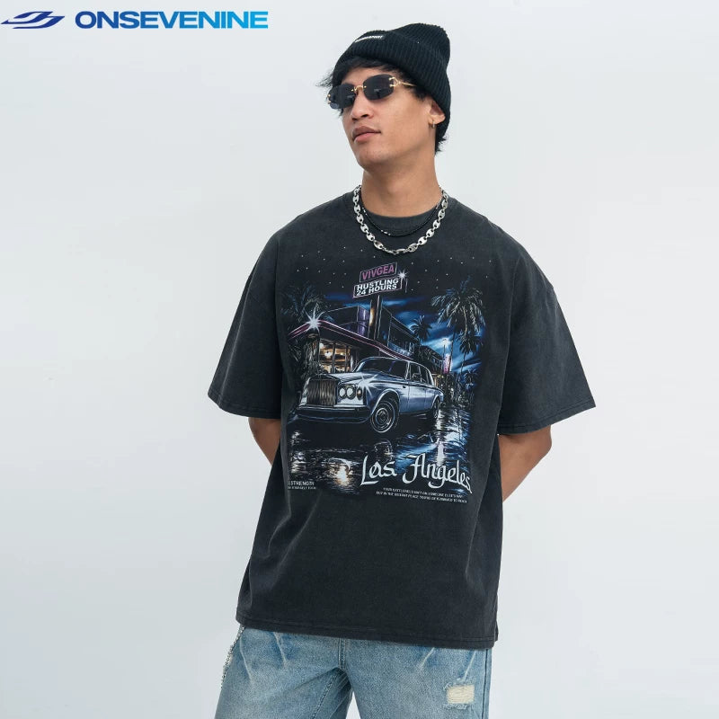 ONSEVENINE "Los Angeles" Vintage Car Graphic Tee