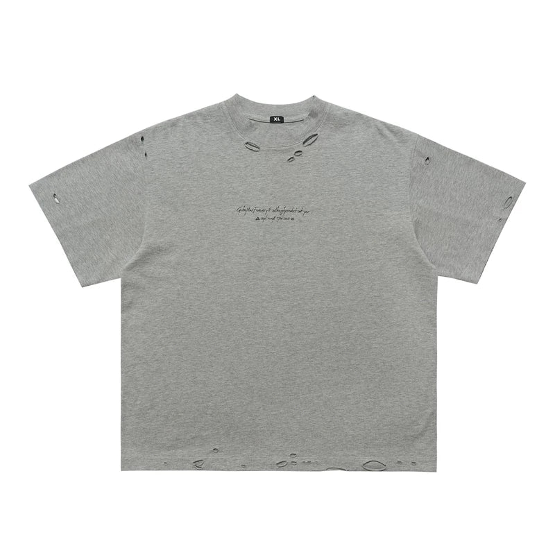 ONSEVENINE Distressed Minimalist Black Tee