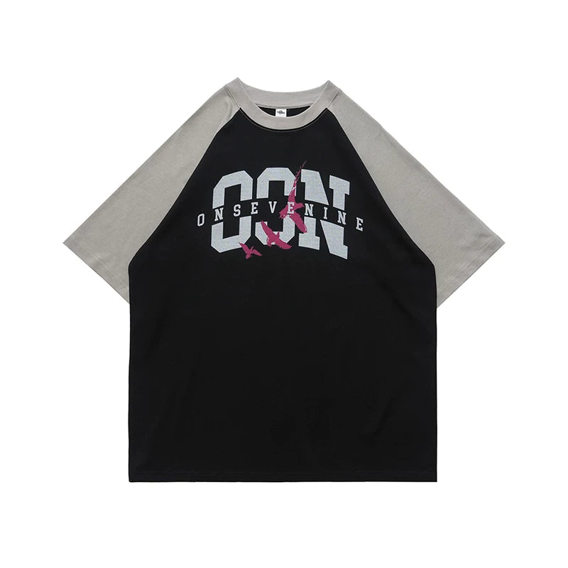ONSEVENINE Raglan Colorblock "OON" Bird Graphic Tee