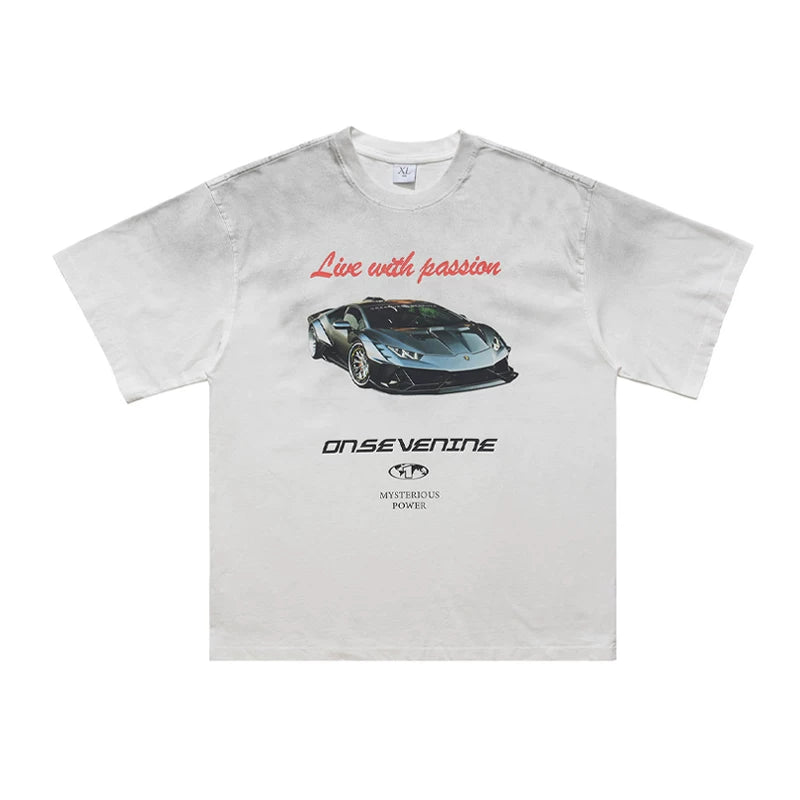 ONSEVENINE "Live with Passion" Supercar Graphic Tee