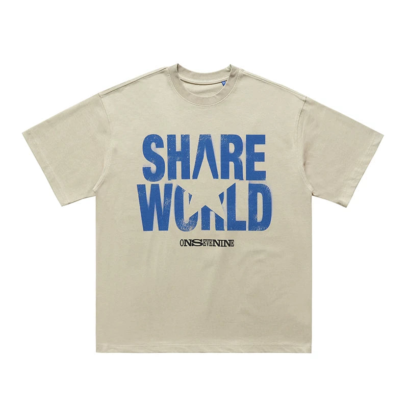 ONSEVENINE "Share World" Star Graphic Tee