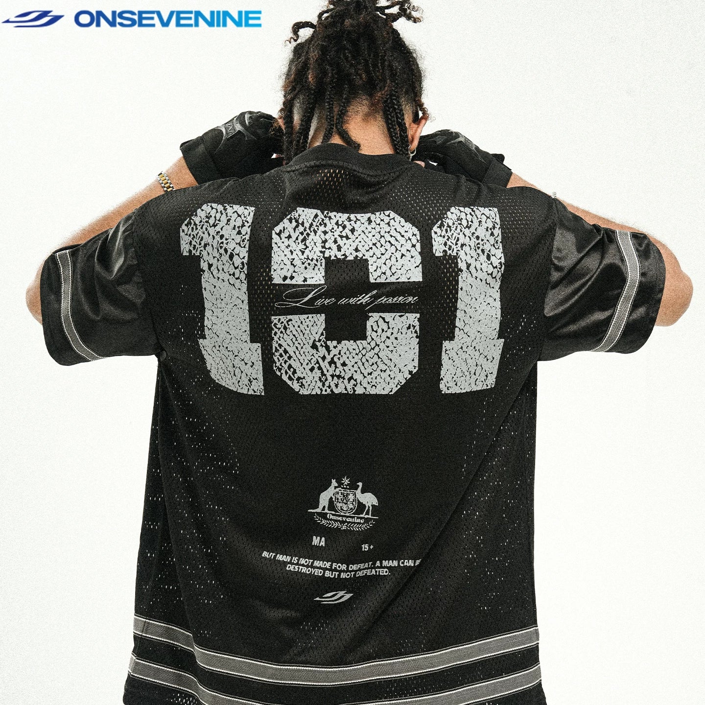 ONSEVENINE "Vintage" Black Athletic Mesh Jersey