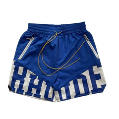 RHUDE Logo Panel Athletic Shorts - Blue / White