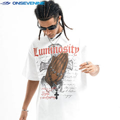 ONSEVENINE "Luminosity" Praying Hands Graphic Tee