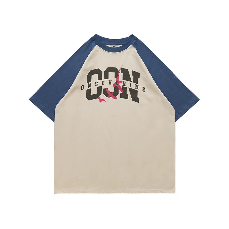 ONSEVENINE Raglan Colorblock "OON" Bird Graphic Tee