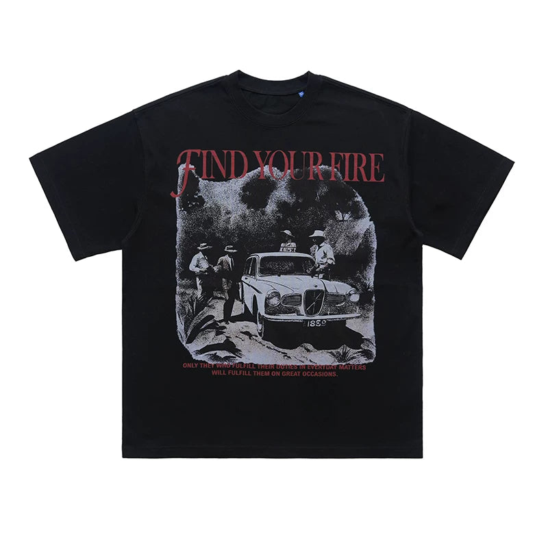 ONSEVENINE "Find Your Fire" Vintage Car Graphic Tee