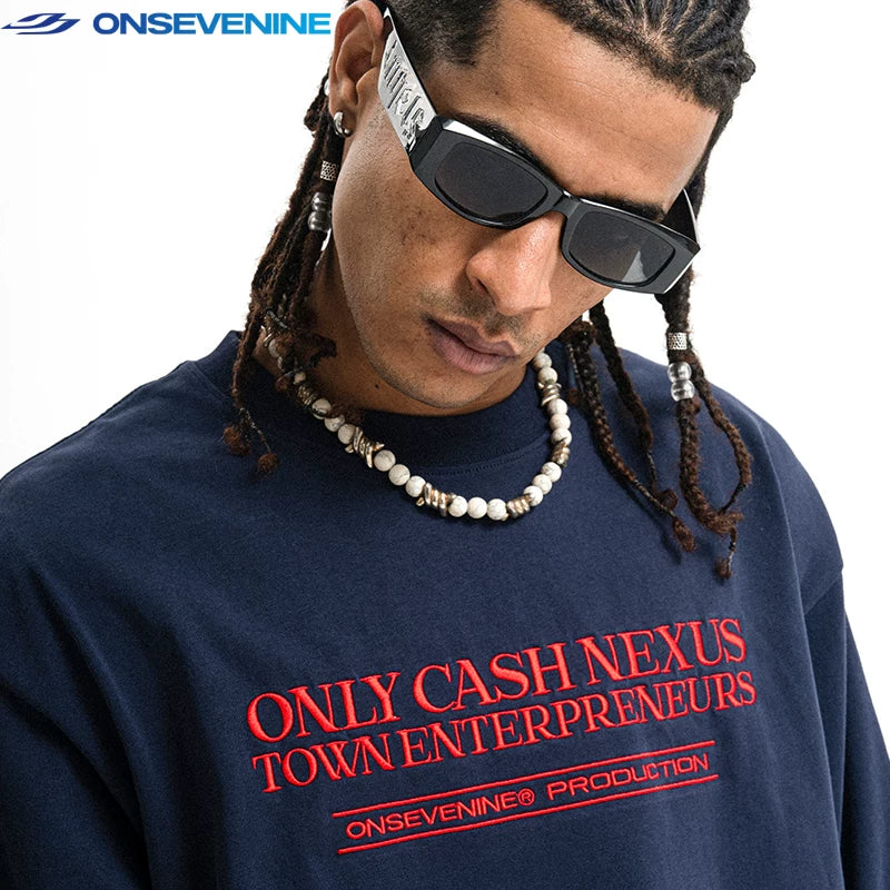 ONSEVENINE "Only Cash Nexus" Long-Sleeve Graphic Tee
