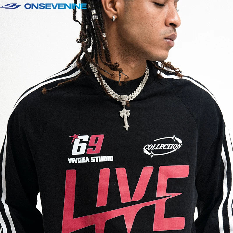 ONSEVENINE "Live / Salute to Peace" Graphic Long-Sleeve Sweatshirt