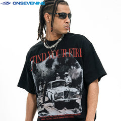 ONSEVENINE "Find Your Fire" Vintage Car Graphic Tee