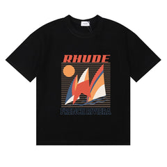 RHUDE French Riviera Graphic Print T-Shirt - Black