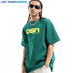ONSEVENINE "osn" Yellow Logo Graphic Tee