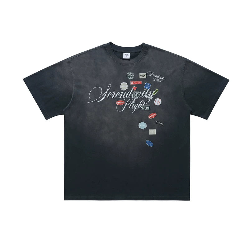 ONSEVENINE "Serendipity Plight" Patchwork Graphic Tee