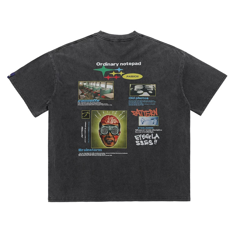 ONSEVENINE "Ordinary Notepad" Collage Graphic Tee