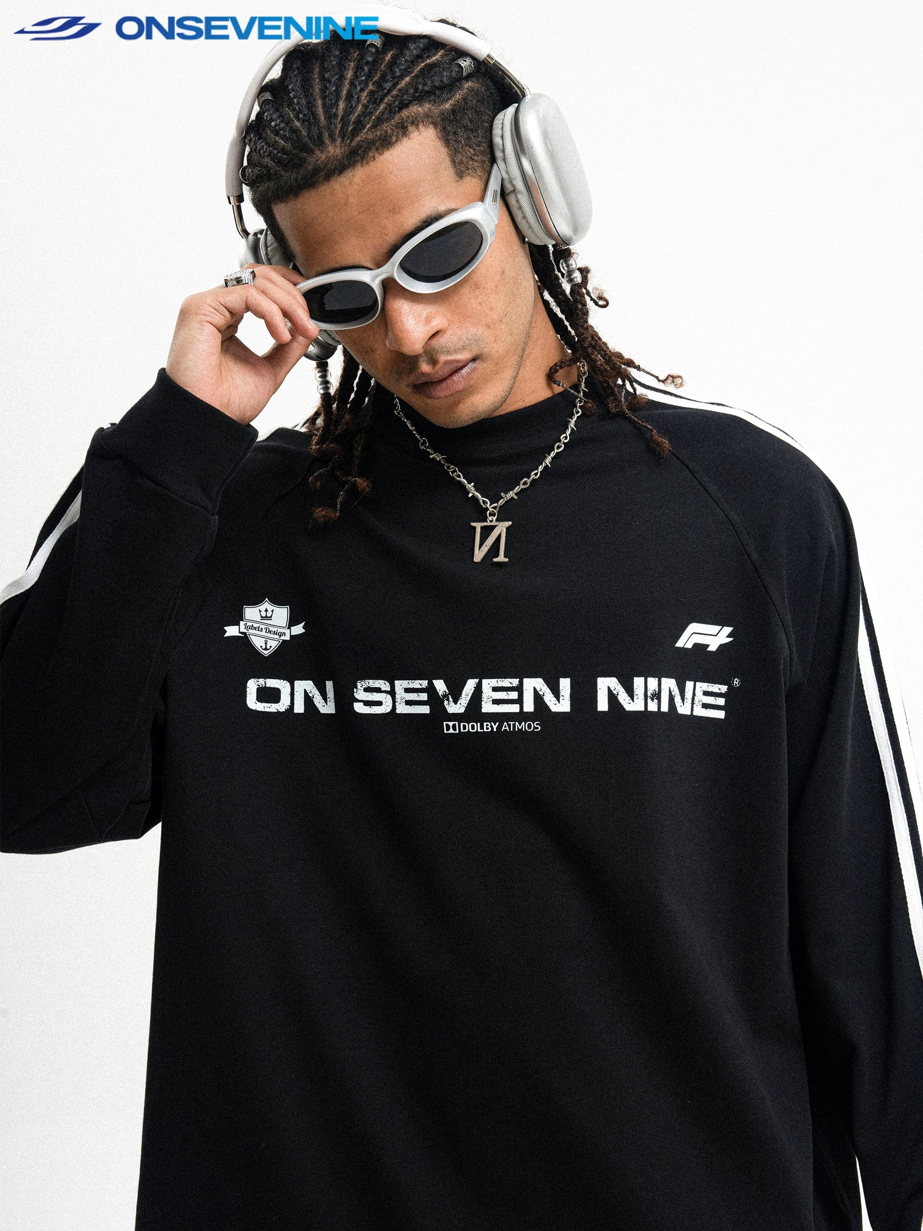 ONSEVENINE Dual-Stripe Branded Long-Sleeve Sweatshirt