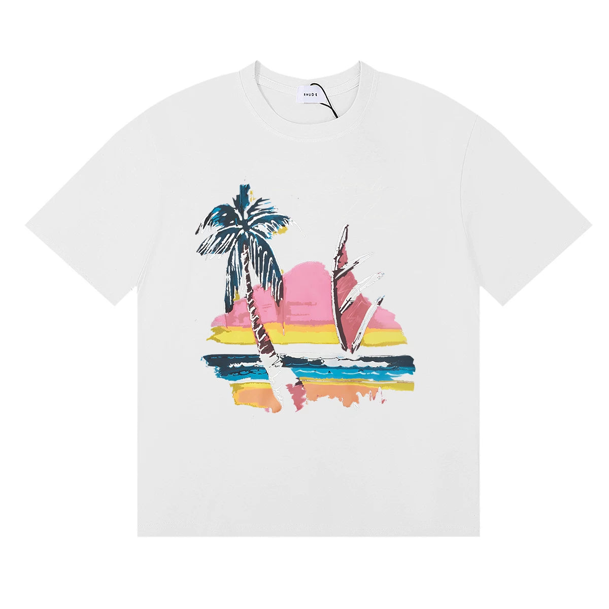 RHUDE Sunset Beach Graphic Print T-Shirt - White