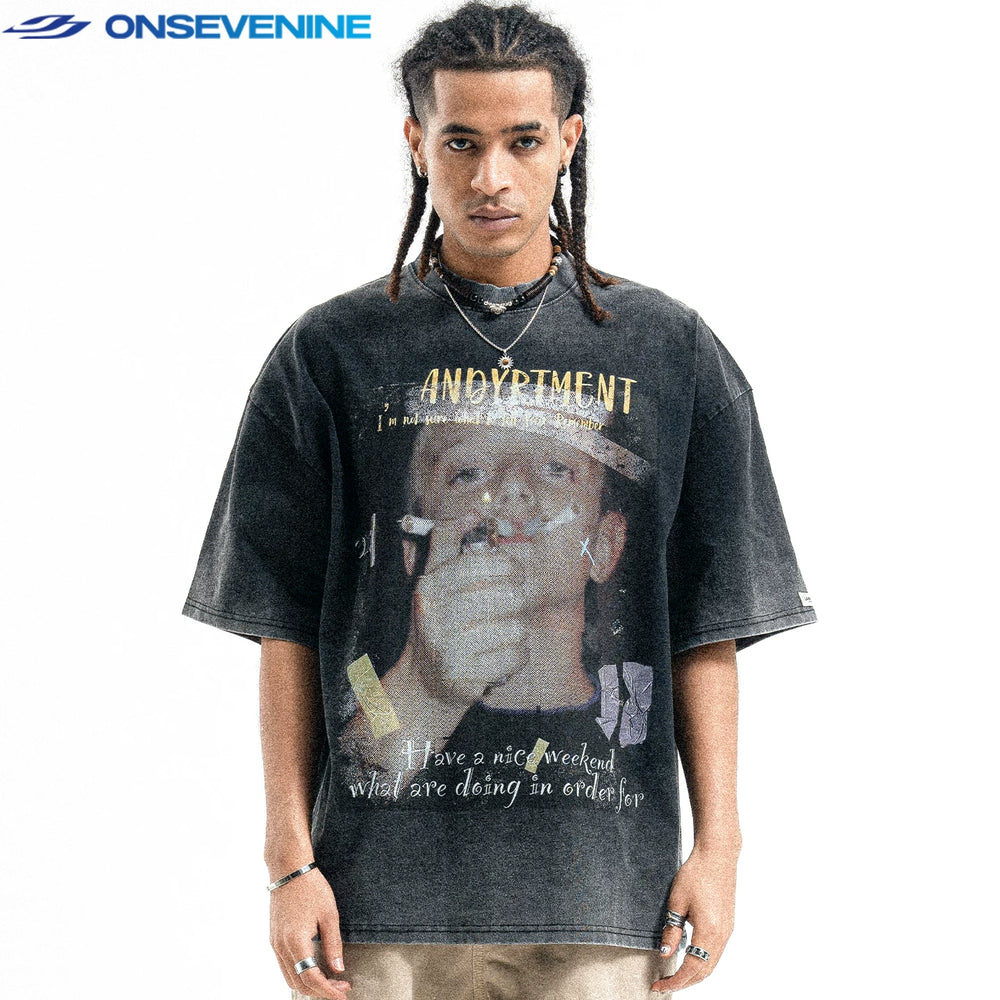 ONSEVENINE Smoking Figure Graphic Tee