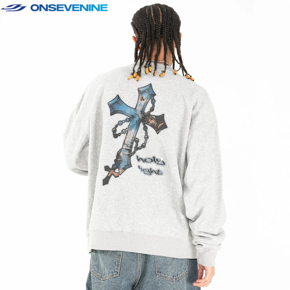ONSEVENINE "Eternal Glory" Graphic Heather Grey Sweatshirt