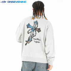 ONSEVENINE "Eternal Glory" Graphic Heather Grey Sweatshirt