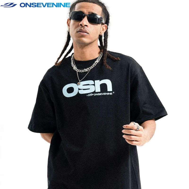 ONSEVENINE "osn" Yellow Logo Graphic Tee