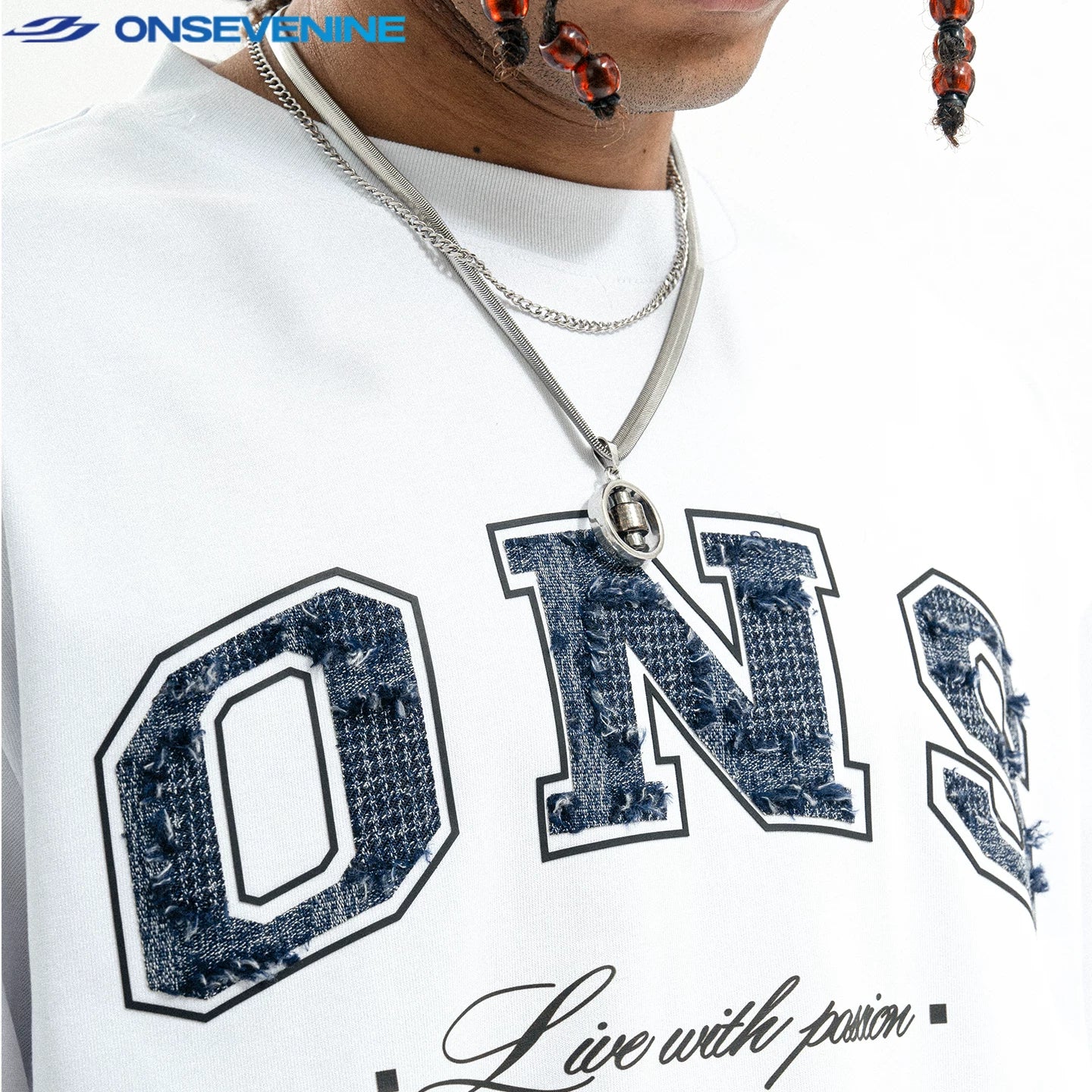 ONSEVENINE "ONS / Live with Passion" Varsity Graphic Tee