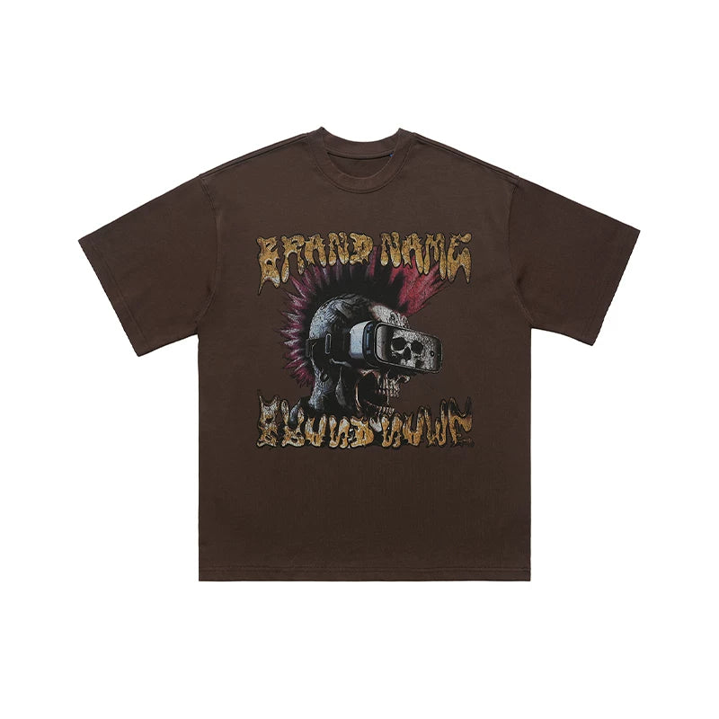 ONSEVENINE Cyber Punk Skull Graphic Tee