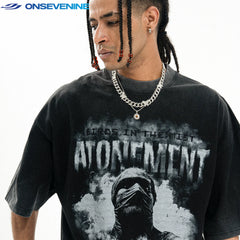 ONSEVENINE "Atonement" Distressed Graphic Tee
