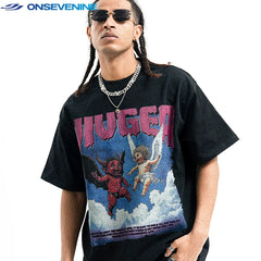 ONSEVENINE "VIVGEA" Devil and Angel Graphic Tee