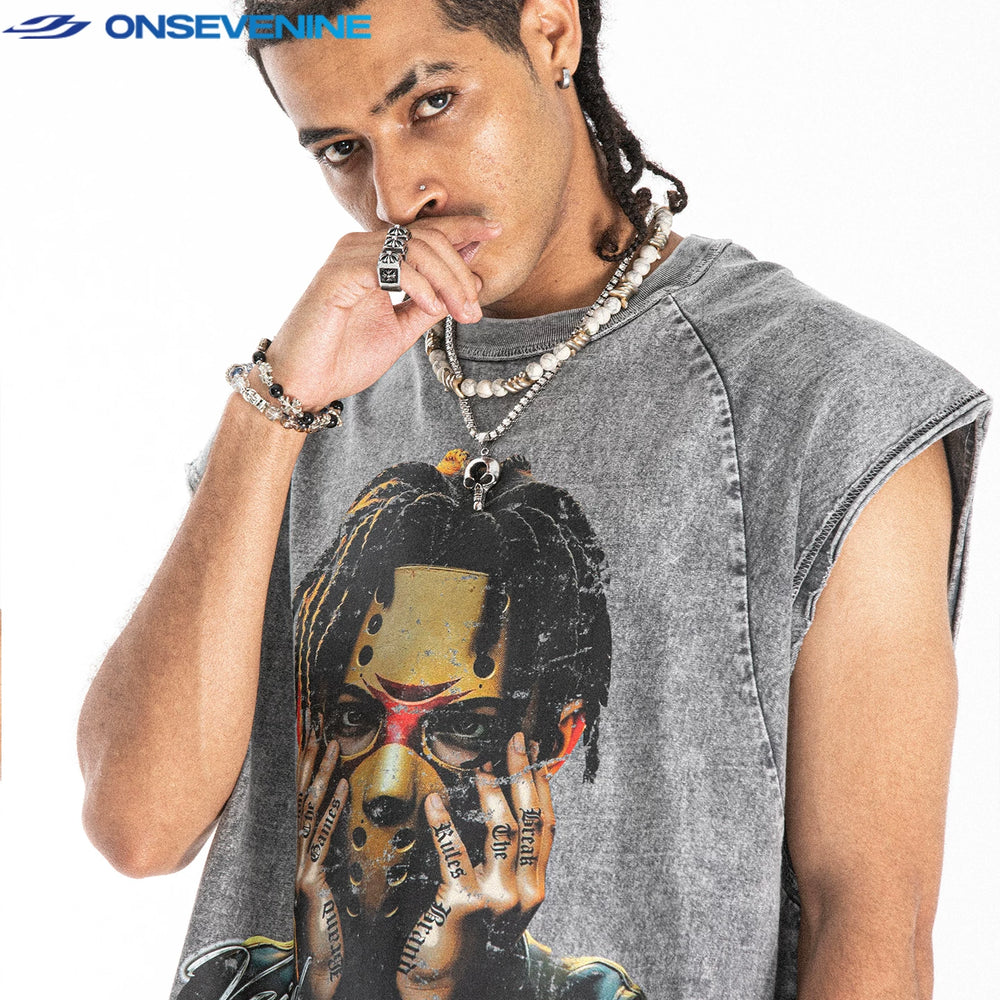 ONSEVENINE Hockey Mask Portrait Sleeveless Tee