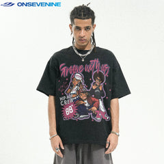 ONSEVENINE "Groove with Us" Cartoon Graphic Tee
