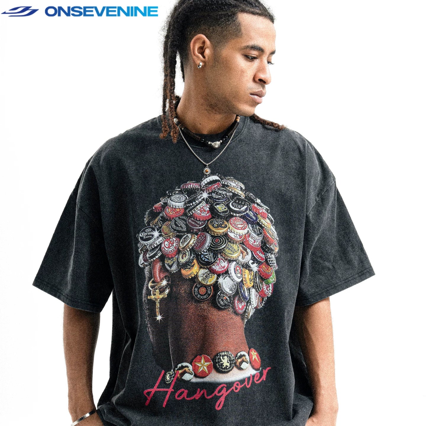 ONSEVENINE "Hangover" Bottle Cap Graphic Tee