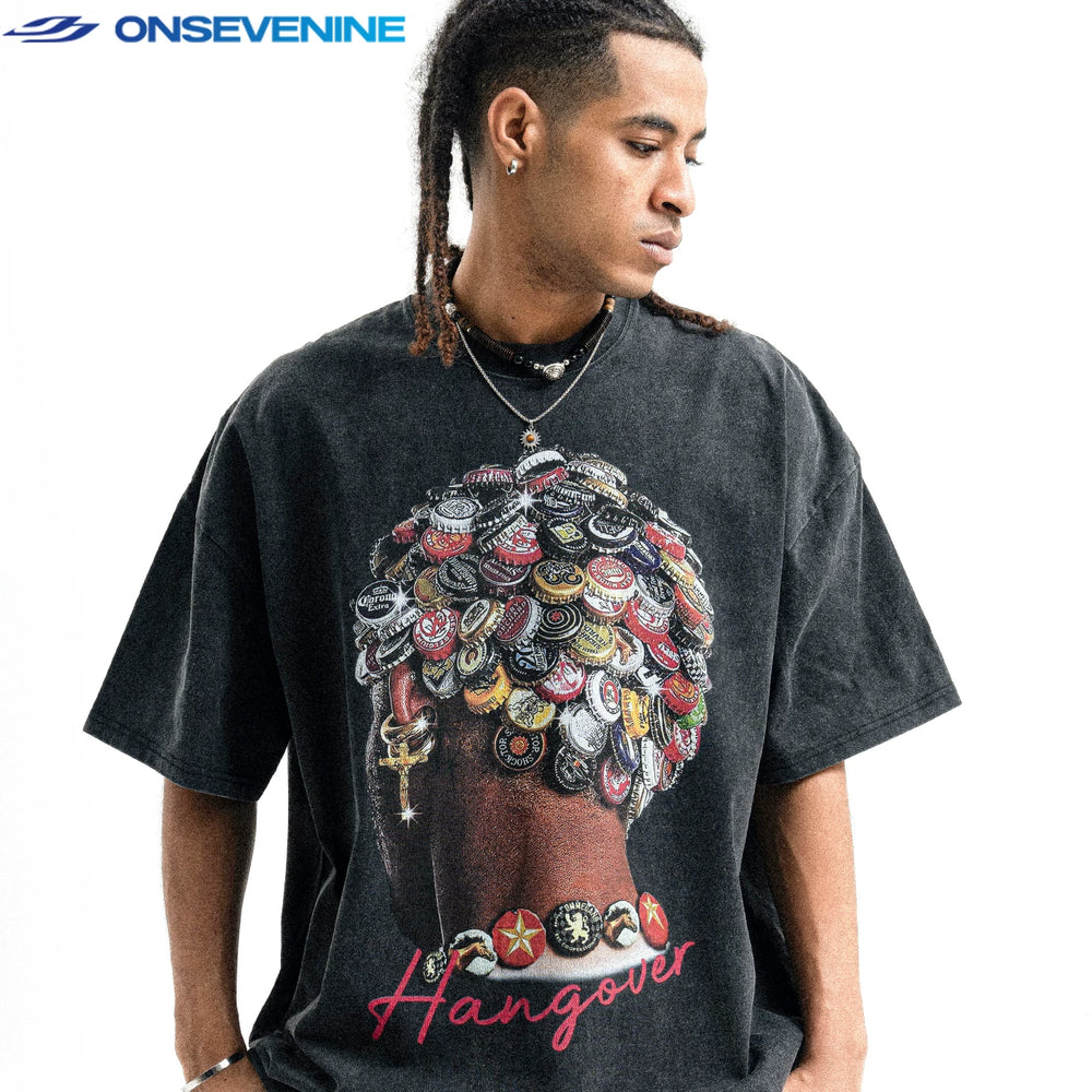 ONSEVENINE "Hangover" Bottle Cap Graphic Tee