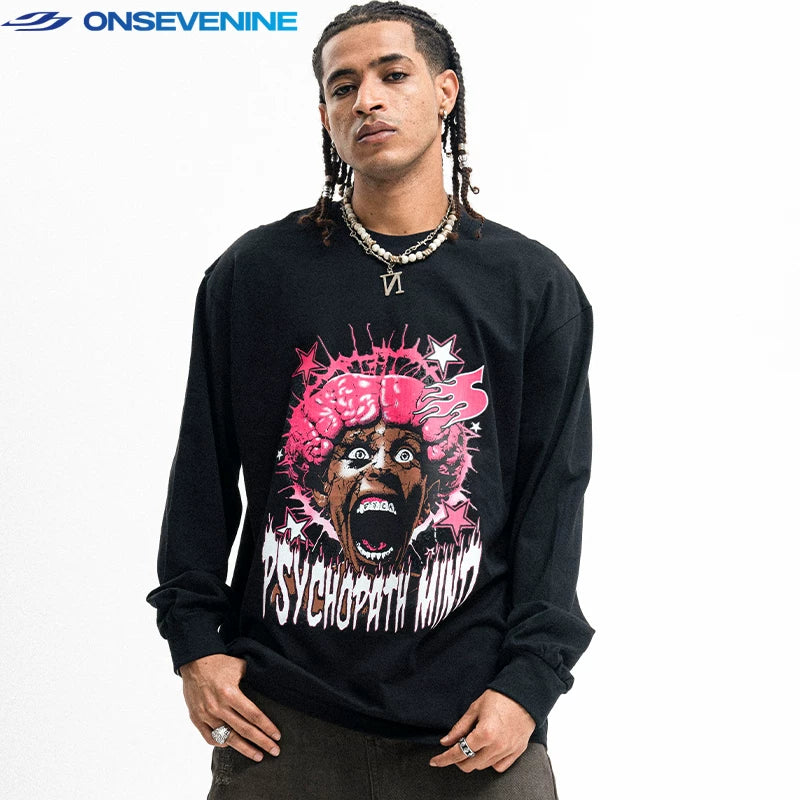 ONSEVENINE "Psychopath Blood" Long-Sleeve Graphic Tee