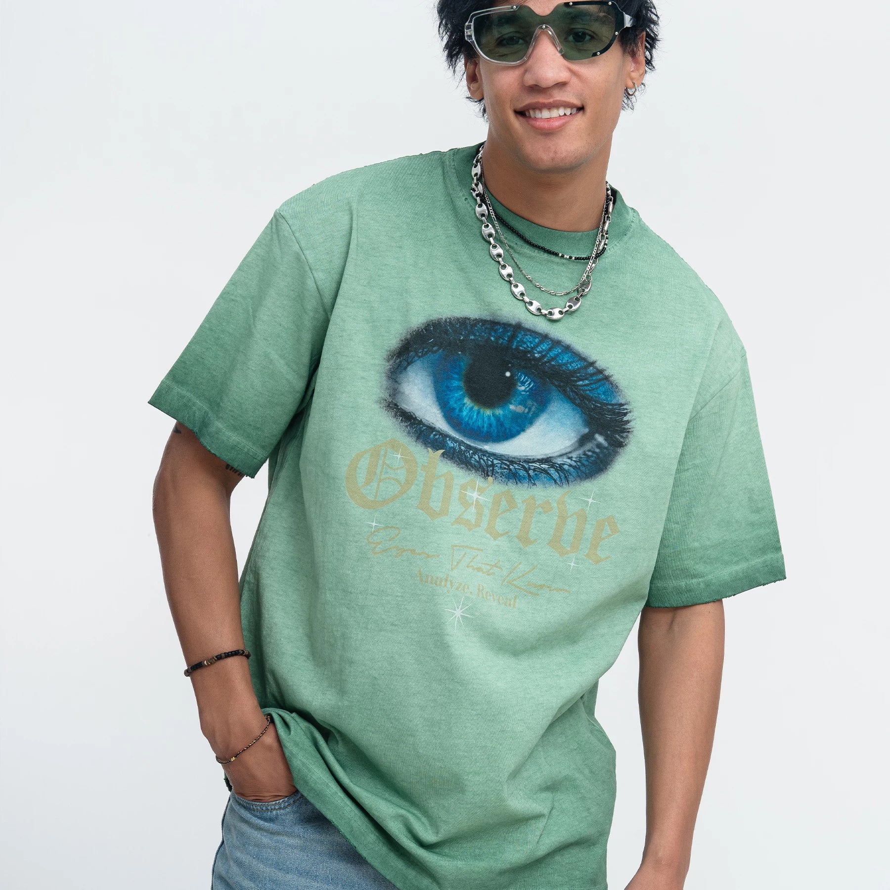 ONSEVENINE "Observe" Blue Eye Graphic Tee
