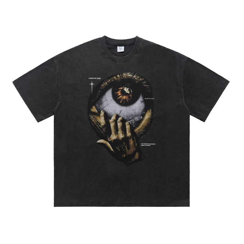 ONSEVENINE Giant Eye and Hand Graphic Tee