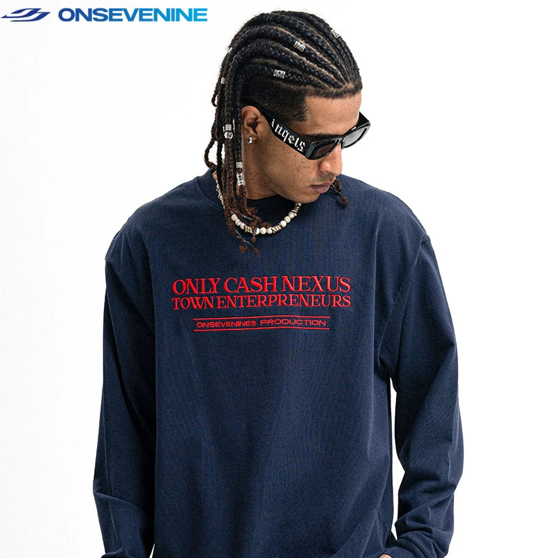 ONSEVENINE "Only Cash Nexus" Long-Sleeve Graphic Tee