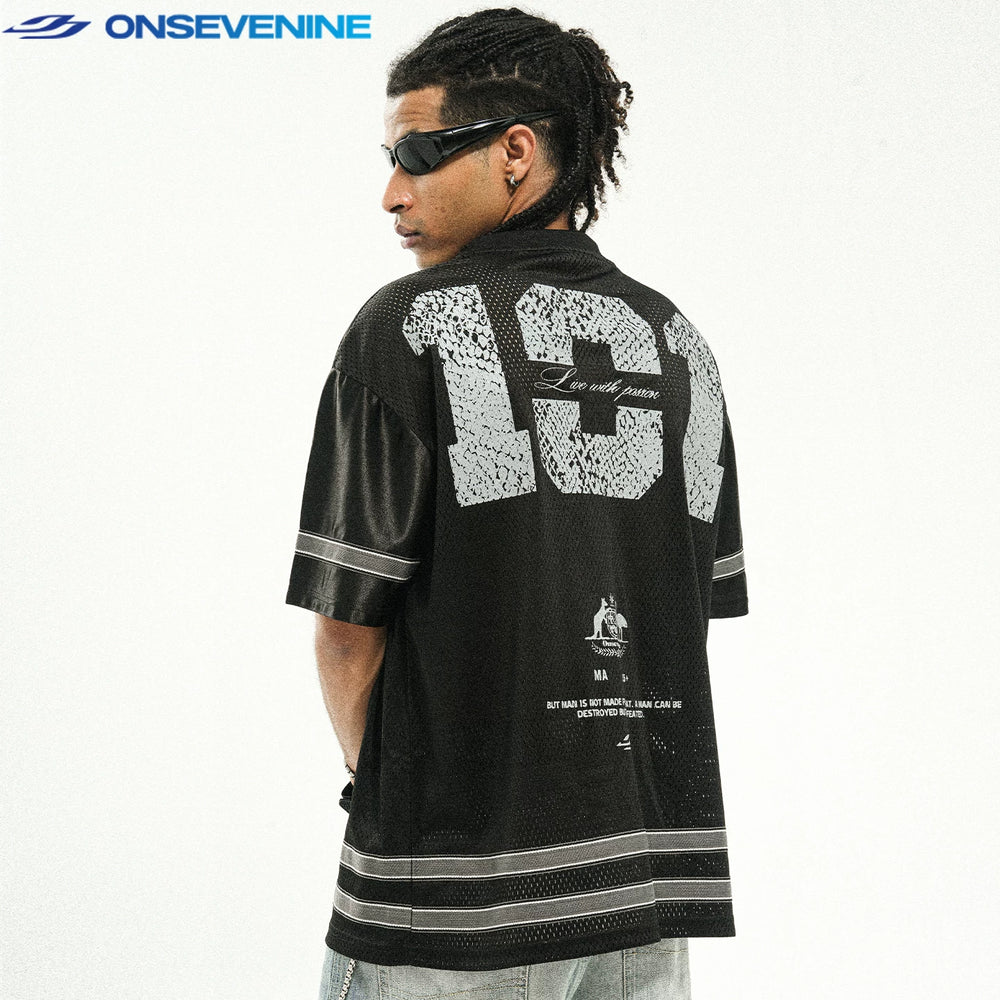 ONSEVENINE "Vintage" Black Athletic Mesh Jersey