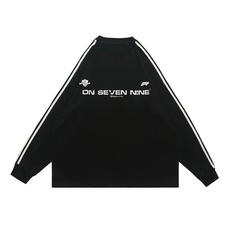 ONSEVENINE Dual-Stripe Branded Long-Sleeve Sweatshirt