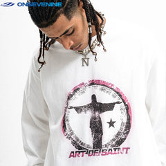ONSEVENINE Circular Statue Graphic Long-Sleeve Tee