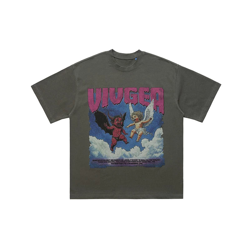 ONSEVENINE "VIVGEA" Devil and Angel Graphic Tee