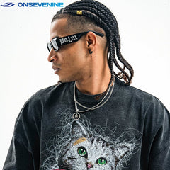 ONSEVENINE Boxing Cat Graphic Tee