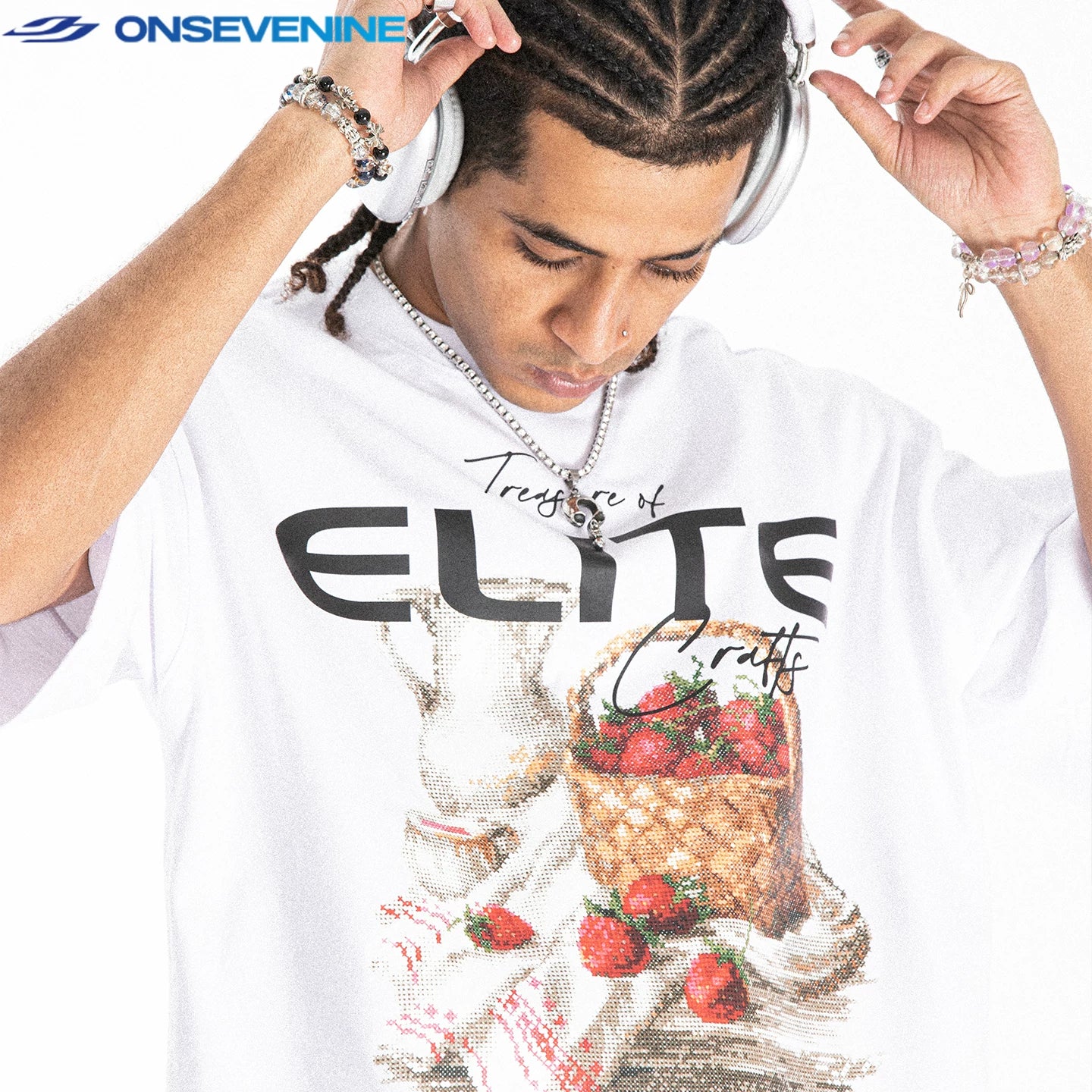 ONSEVENINE "Elite Crafts" Strawberry Basket Graphic Tee