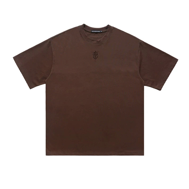 ONSEVENINE Gothic Embroidered Brown Tee