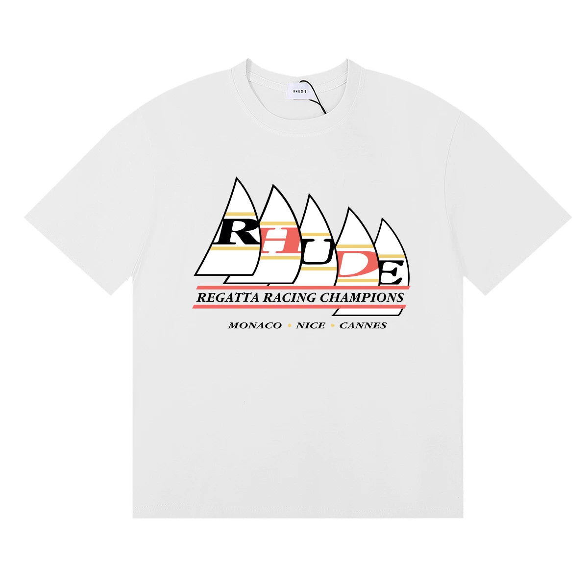 RHUDE "Regatta Racing Champions" Graphic Print T-Shirt - White