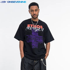 ONSEVENINE "Ethos" Typography Cross Graphic Tee