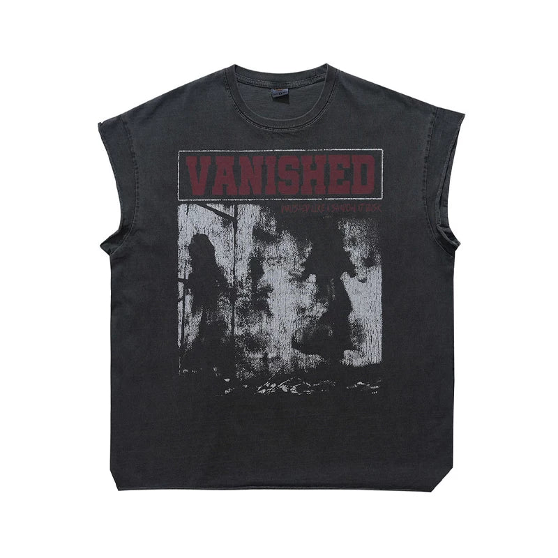 ONSEVENINE "Vanished" Distressed Graphic Sleeveless Tee
