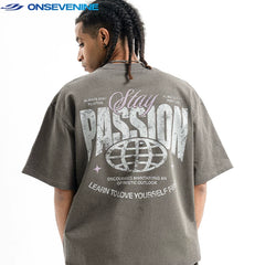 ONSEVENINE "Stay Passion" Minimalist Chest Graphic Tee